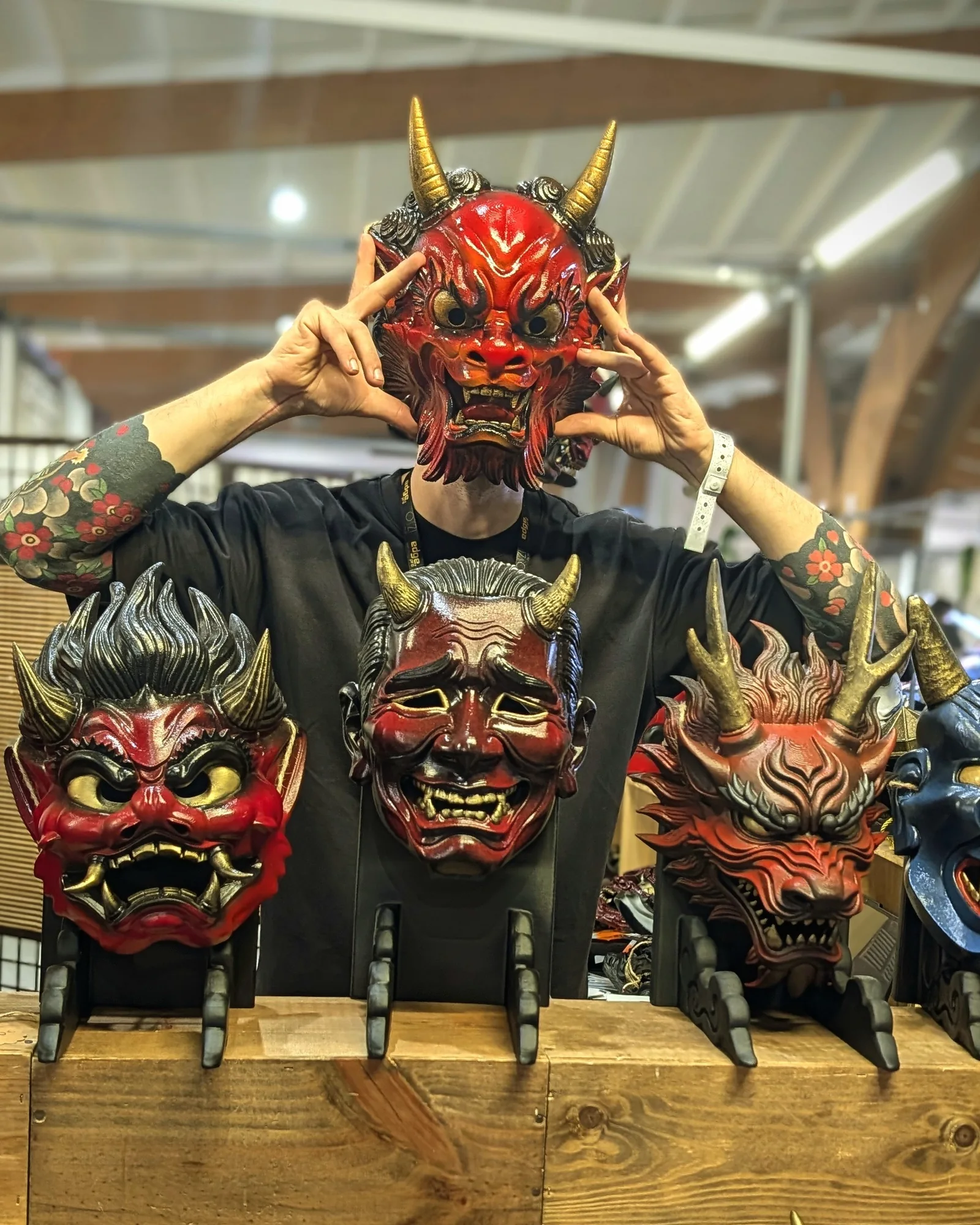 Masque Oni Irezumi porté
