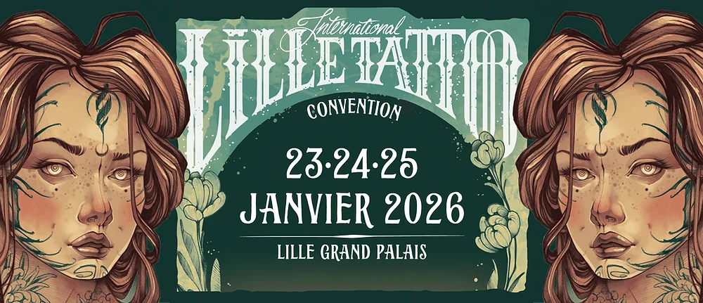 Stand Dai Yokai com máscaras japonesas na Lille Tattoo Convention 2026