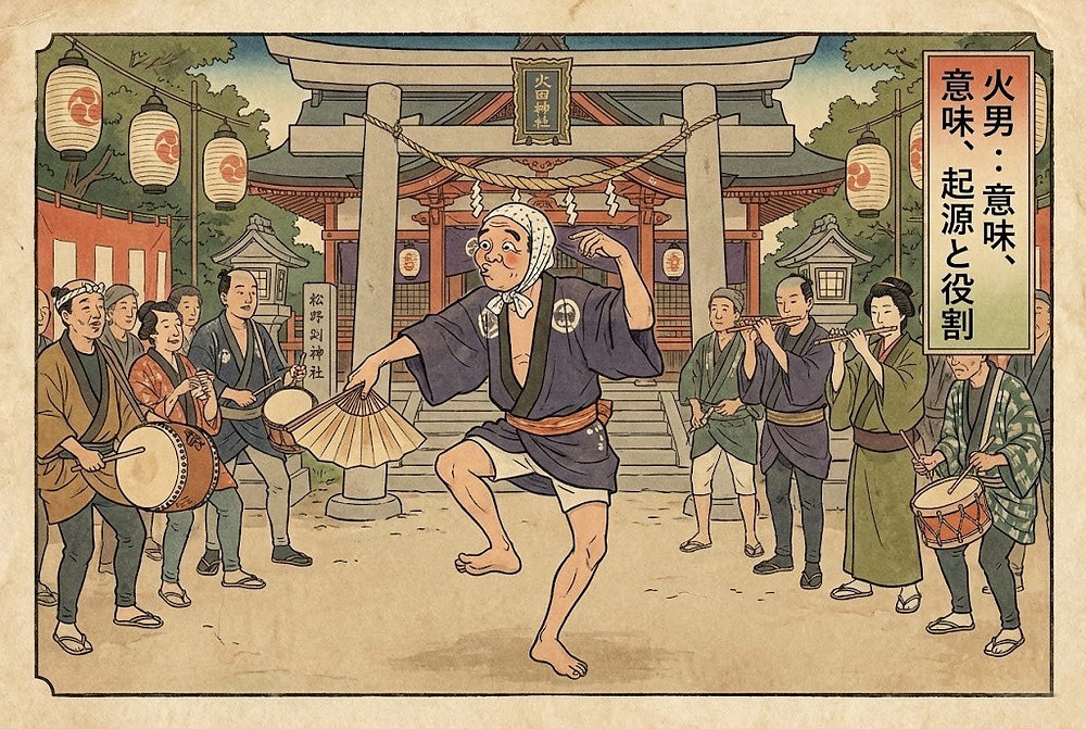 Masque Hyottoko (火男) : origines et rôle au Japon, masque japonais fait main Dai Yokai en Bretagne