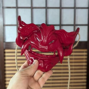 Media máscara Hannya Mempo samurái hecha a mano por Dai Yokai