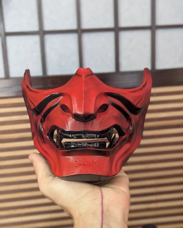 Demi-masque Mempo samouraï rouge