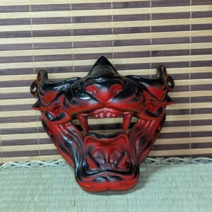 Media máscara Neko Hannya gato demonio hecha a mano por Dai Yokai