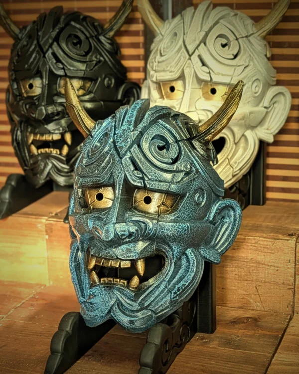 Máscara Hannya Kezurata roja hecha a mano por Dai Yokai
