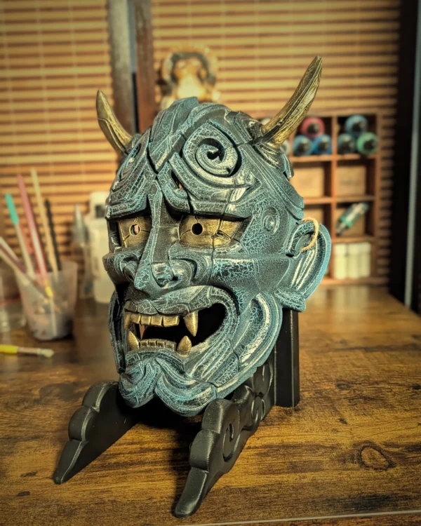 Máscara Hannya Kezurata roja hecha a mano por Dai Yokai