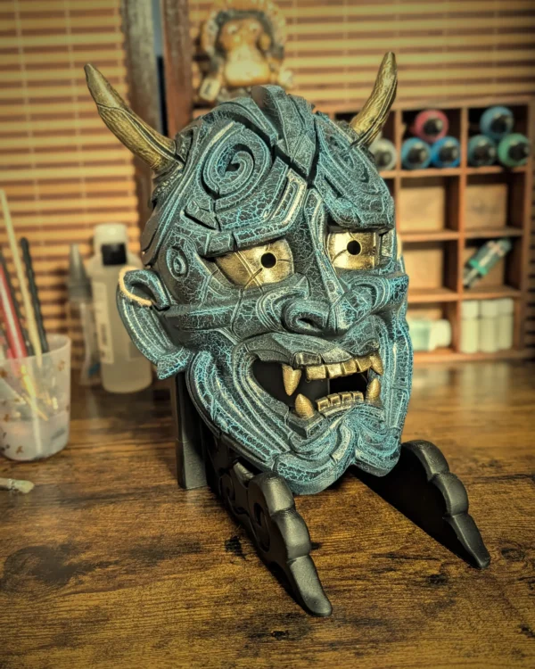 Máscara Hannya Kezurata roja hecha a mano por Dai Yokai
