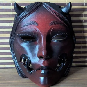 Masque Kuchisake-Onna articulé avec cheveux, vue principale