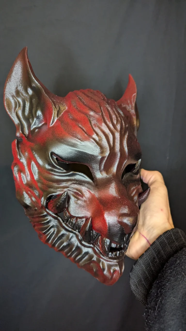 Masque Ōkami loup japonais fait main Dai Yokai