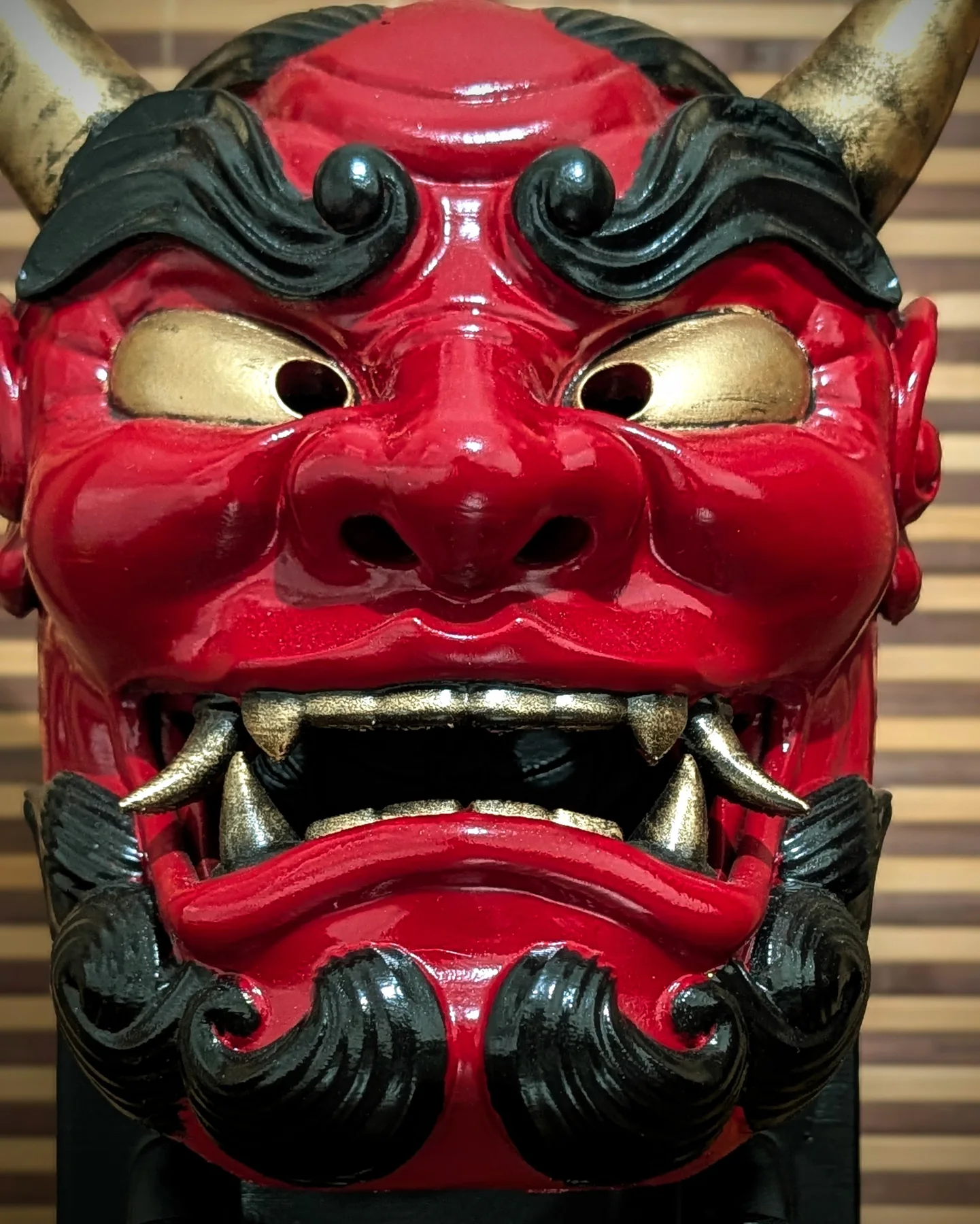 Oni Gawara Mask, Red, handmade Japanese mask by Dai Yokai