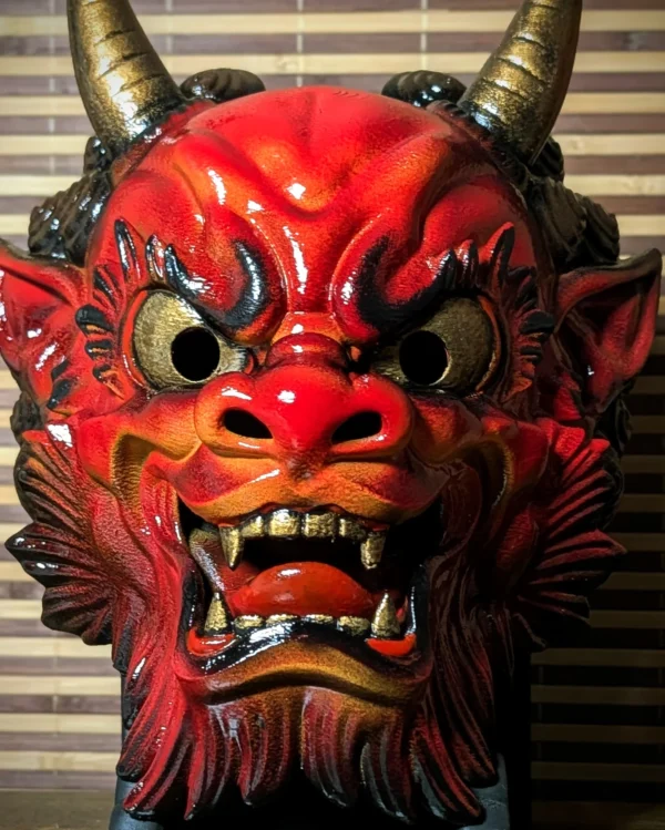 Máscara Oni Irezumi hecha a mano por Dai Yokai