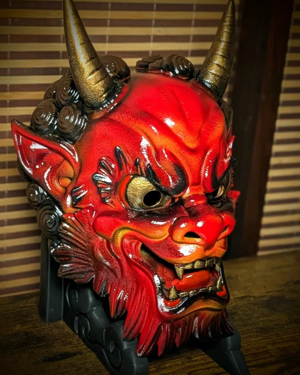 Máscara Oni Irezumi hecha a mano por Dai Yokai