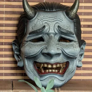 Masque Oni Salaryman rouge fait main, démon japonais original Dai Yokai.