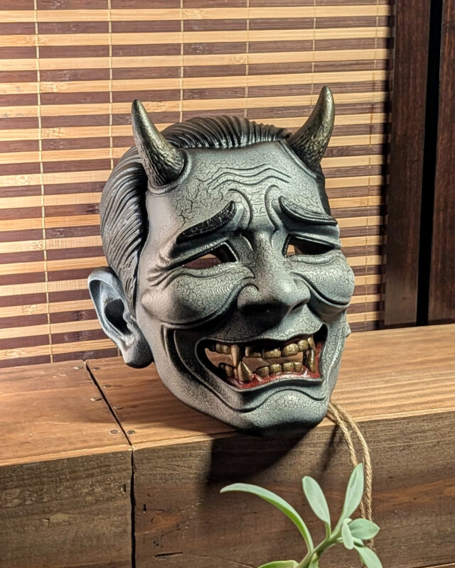 Salaryman Oni Mask, the Office Demon, handmade Japanese mask by Dai Yokai