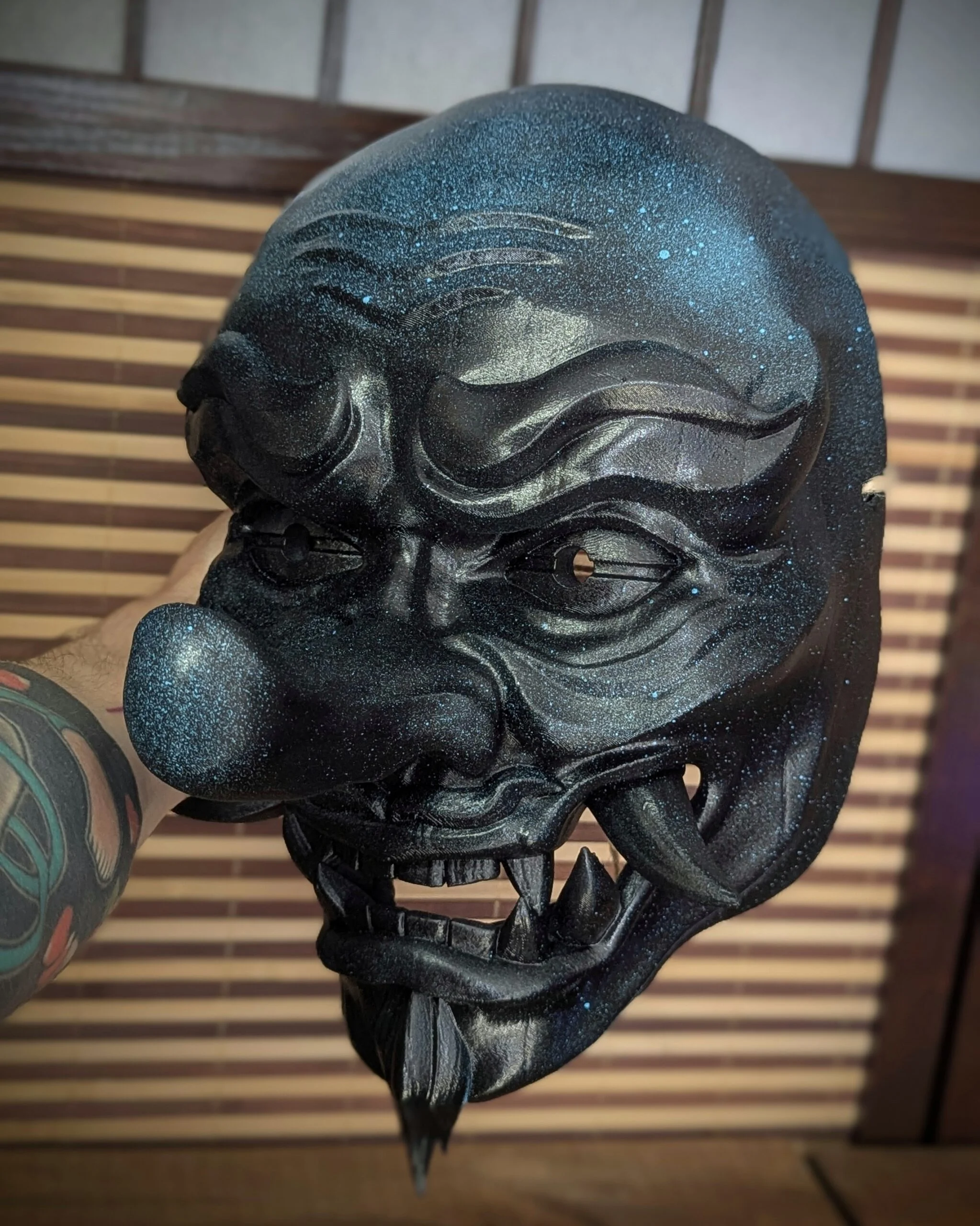 Tengu Mountain Spirit Mask, Red, handmade Japanese mask by Dai Yokai