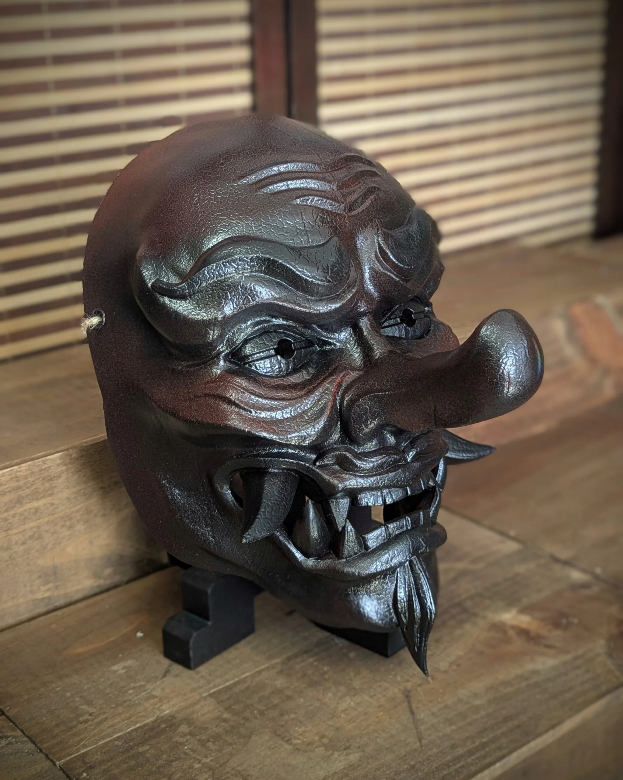 Tengu Mountain Spirit Mask, Red, handmade Japanese mask by Dai Yokai