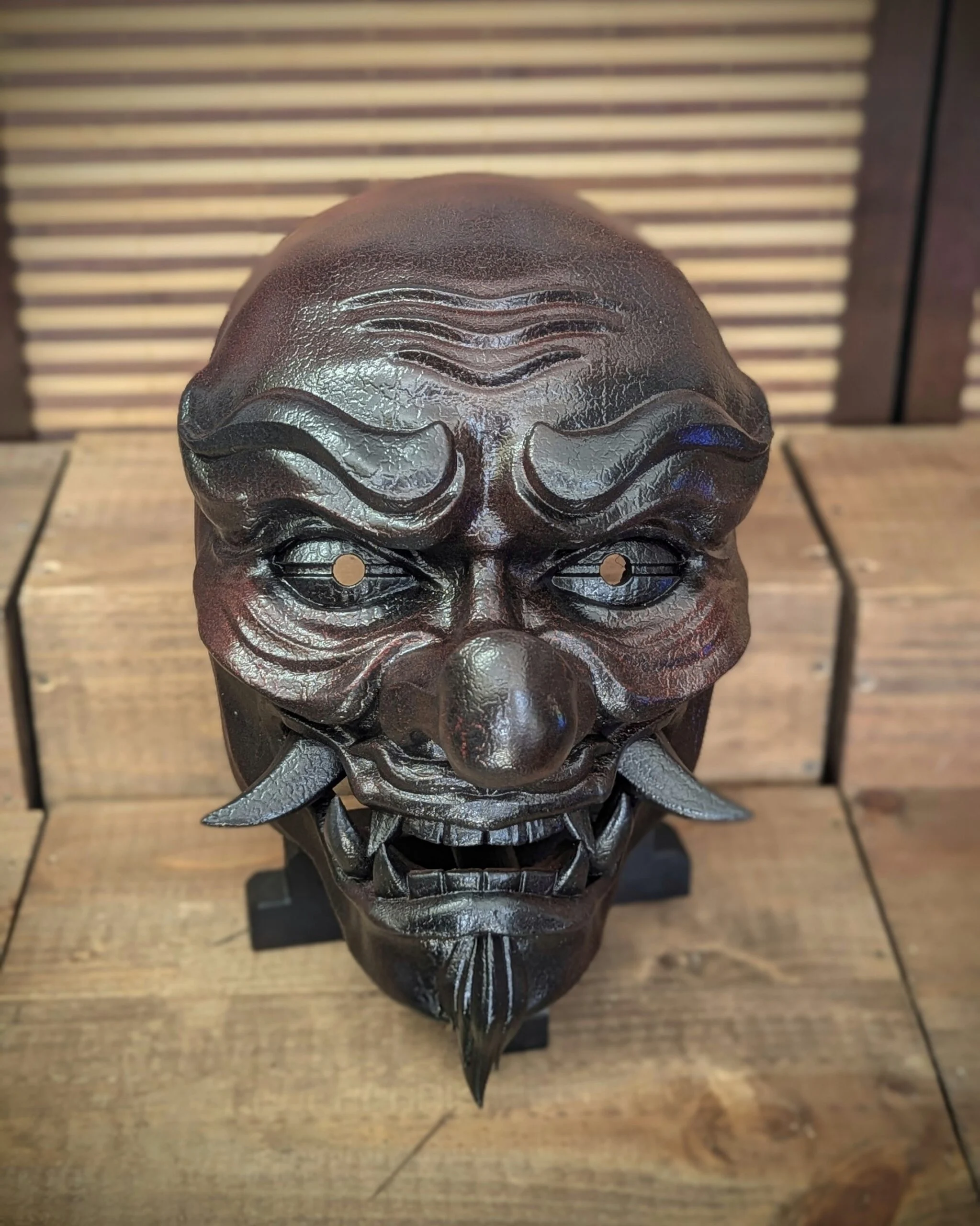 Tengu Mountain Spirit Mask, Red, handmade Japanese mask by Dai Yokai