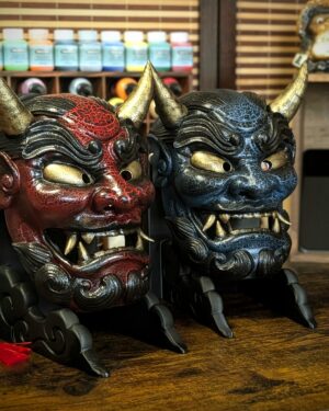 Pack dúo de máscaras Oni Gawara roja y azul