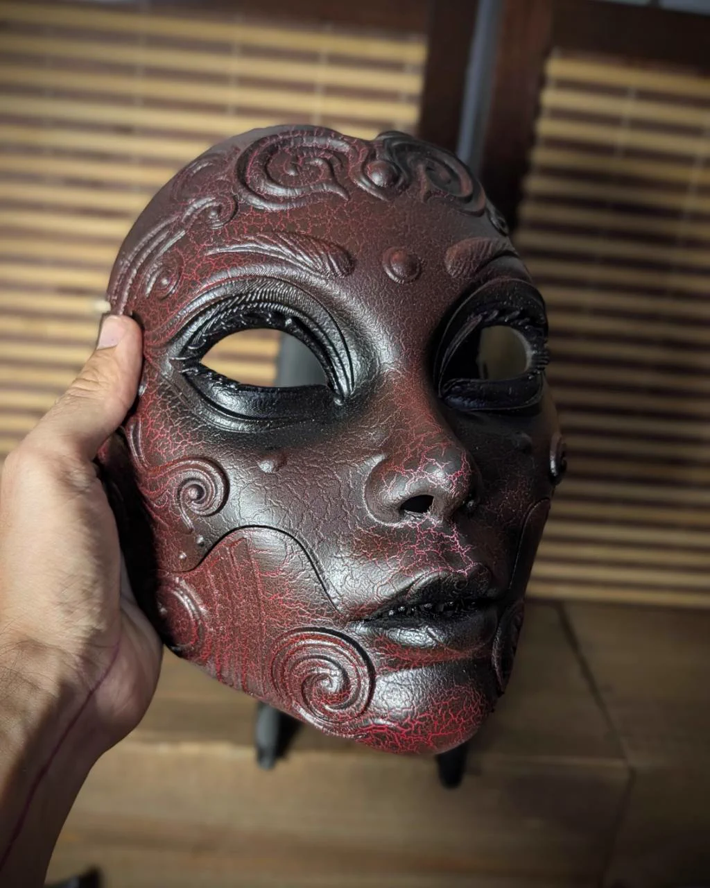 Máscara Geisha horror articulada japonesa, vista del producto 12