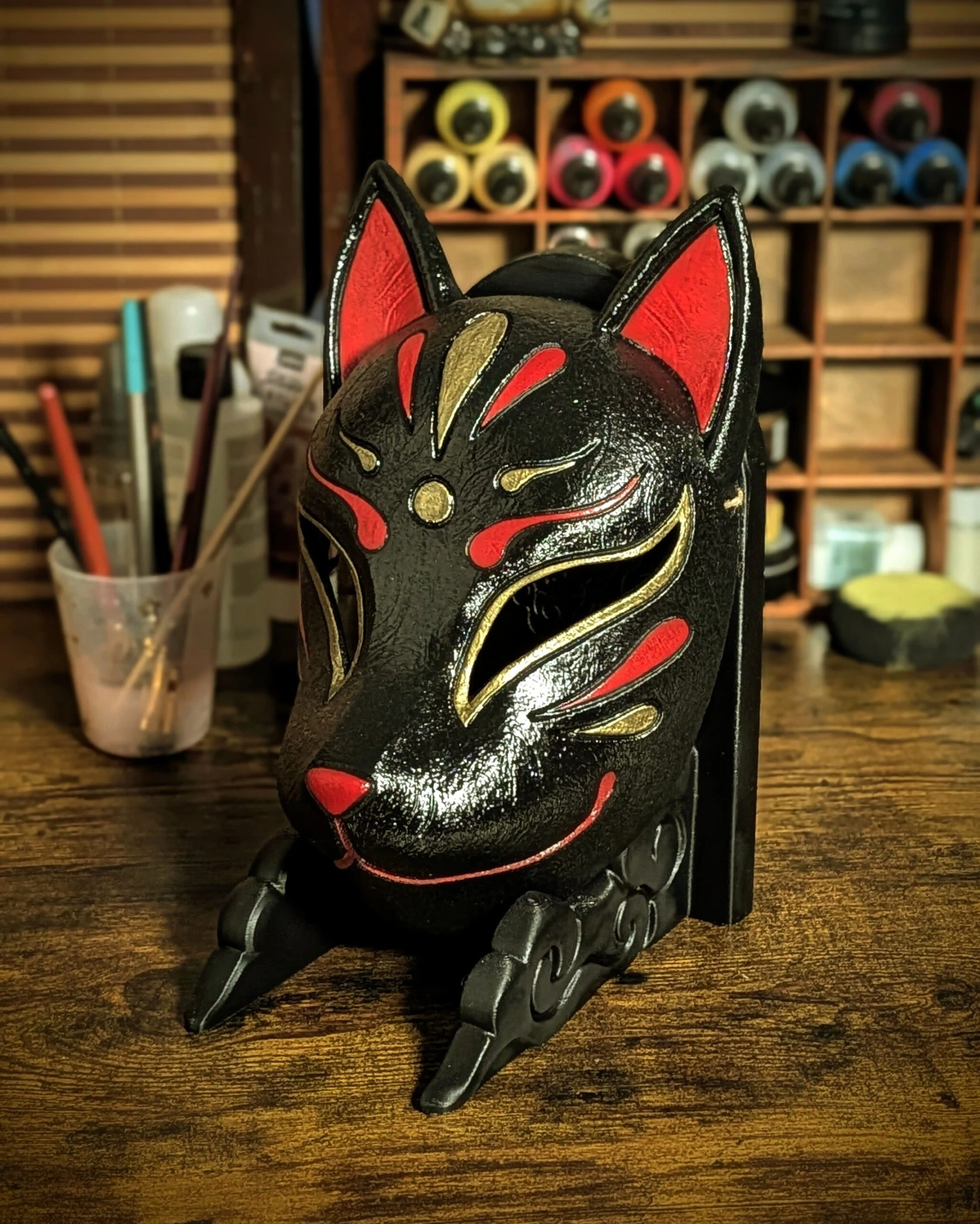 Máscara Kitsune kawaii moderna, vista del producto 5