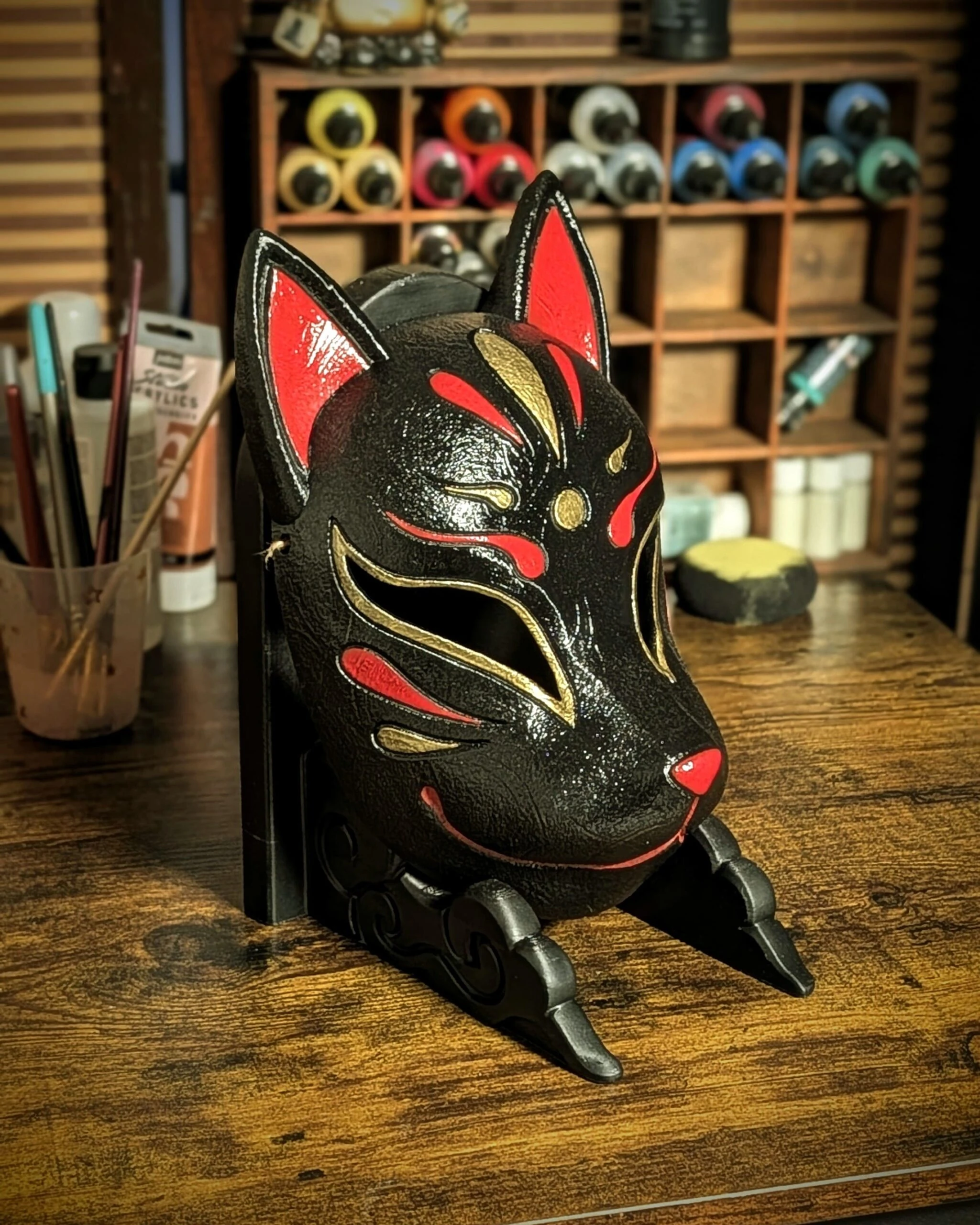 Máscara Kitsune kawaii moderna, vista del producto 4