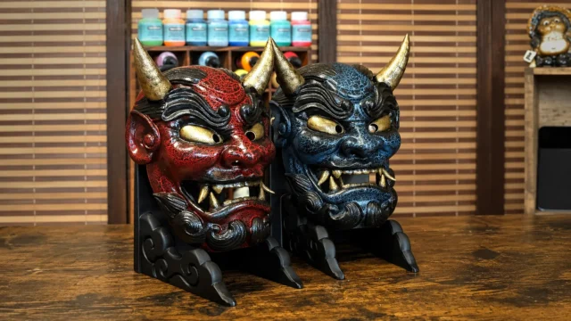 Pack Duo Oni Gawara Rouge et Bleu Craquelé